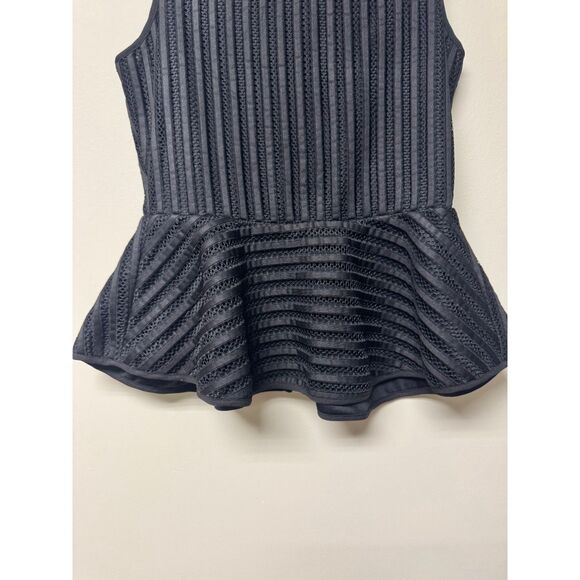ANTHROPOLOGIE HD in Paris Black Mesh Peplum Top, Sz S - Picture 4 of 8